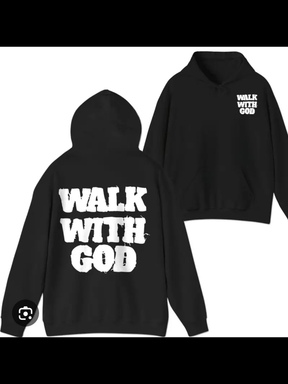 Source Unknown Black Hoodie "WALK WITH GOD" Graphic Sweatshirt